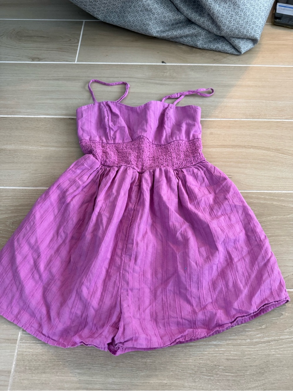 American Eagle Outfitters Bright Pink Smocked-Waist Mini Dress